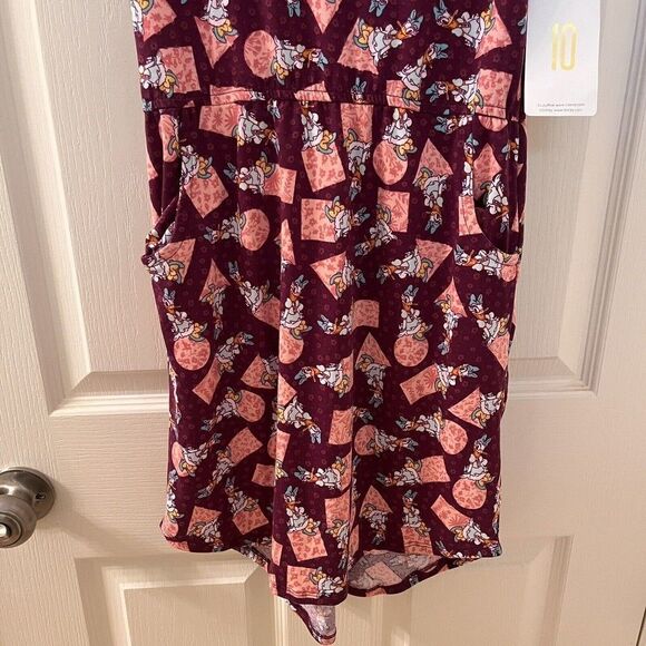Lularoe Disney Daisy Duck Mae Dress Geometric Floral Girls Size 10 NWT - Picture 3 of 12